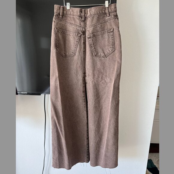 Reformation Tazz Maxi Brown Denim Skirt - Size 23 - Picture 3 of 5